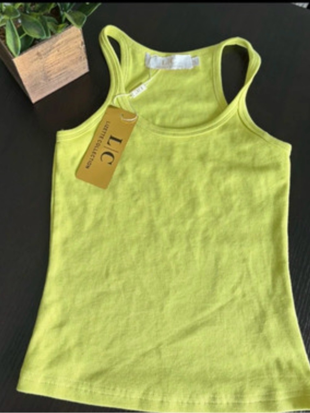 Women’s Neon Lime Tank Top - Sleeveless Rib Knit